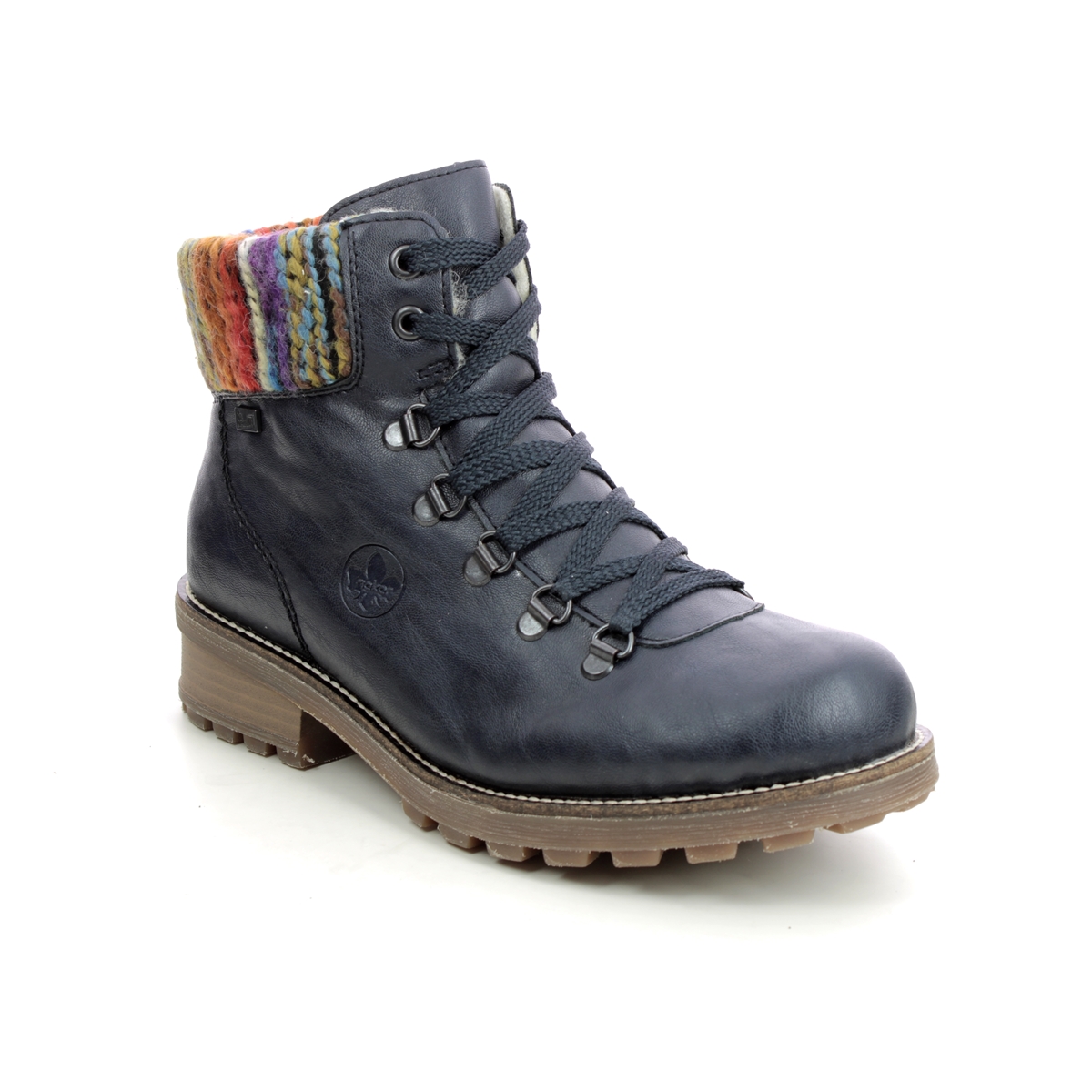 Rieker Freshpeep Tex Navy Womens Lace Up Boots Z0445-14 In Size 43 In Plain Navy