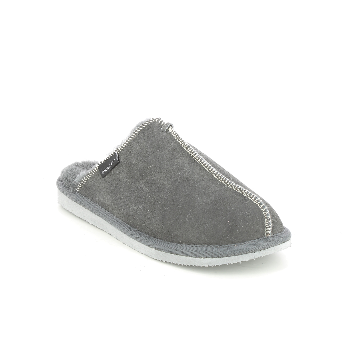 Shepherd Of Sweden Karla Grey Leather Womens Slippers 1202016 In Size 37 In Plain Grey Leather