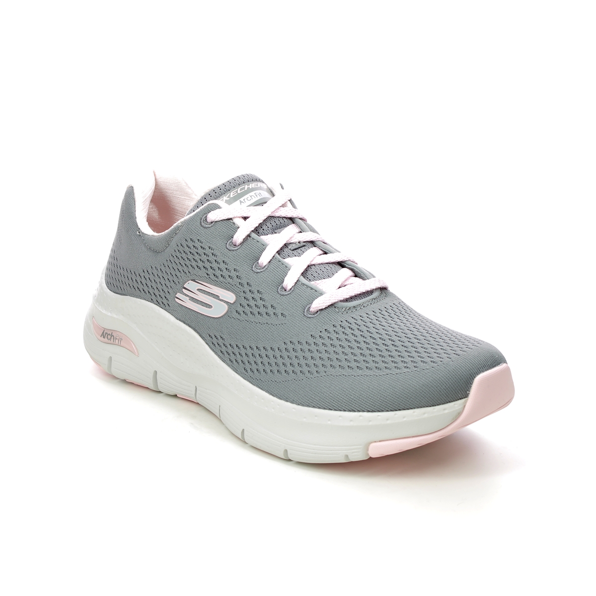 Skechers Appeal Arch Fit Grey Pink Womens Trainers 149057 In Size 5 In Plain Grey Pink