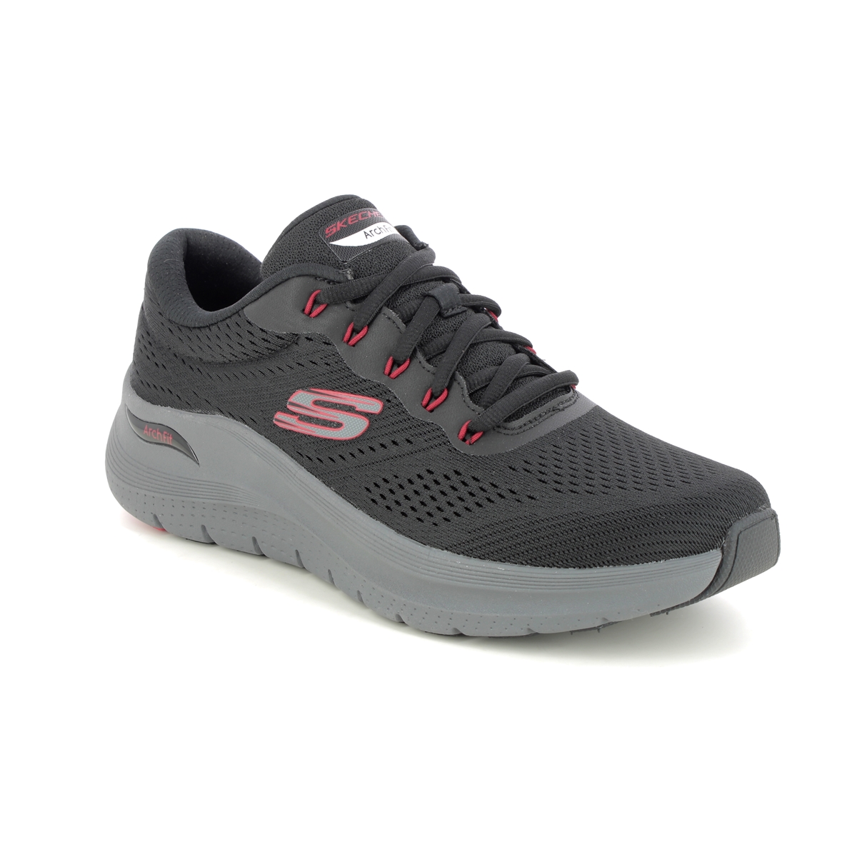 Skechers Arch Fit 2 Lace BKRD Black Red Mens trainers 232700 in a Plain Textile in Size 10