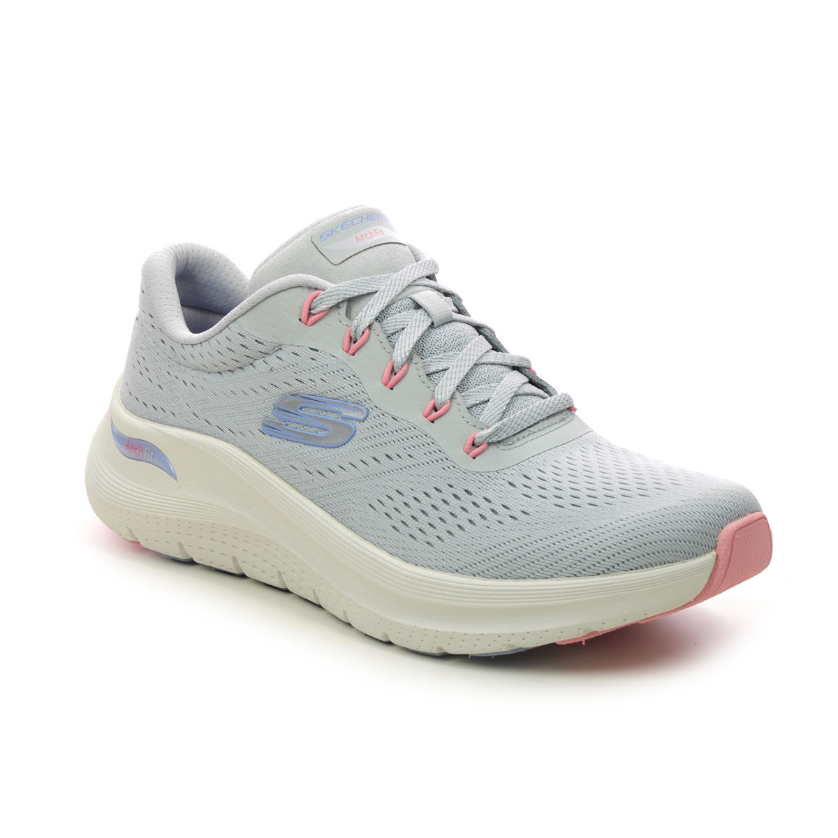 Skechers Arch Fit 2 Lace LGMT Light Grey Multi Womens trainers 150051 in a Plain Textile in Size 8