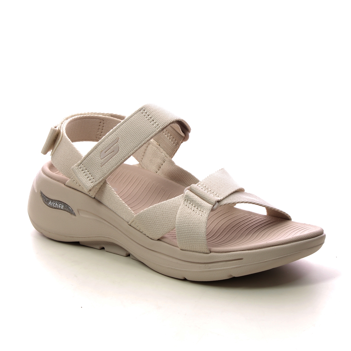 Skechers Arch Fit Attract NAT Natural Womens Comfortable Sandals 140808 in a Plain Textile in Size 8