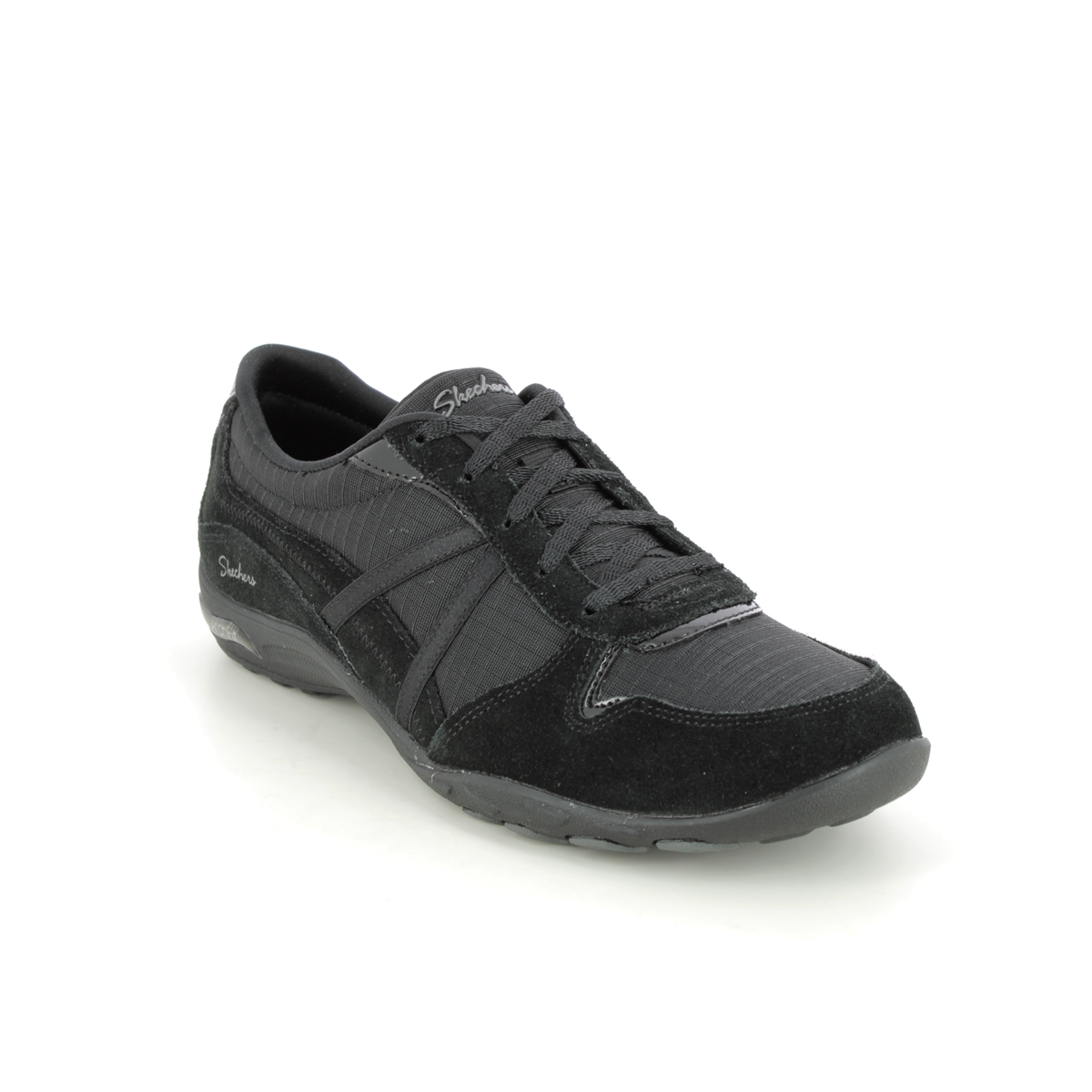 Skechers Arch Fit Easy Black Womens Lacing Shoes 100278 In Size 6.5 In Plain Black