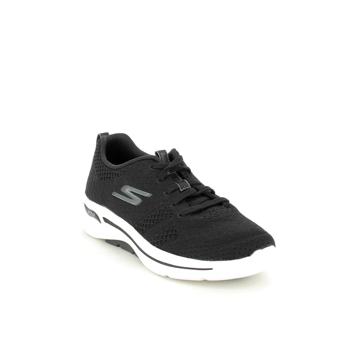 Skechers Arch Fit Go Walk Black White Womens Trainers 124403 In Size 7 In Plain Black White