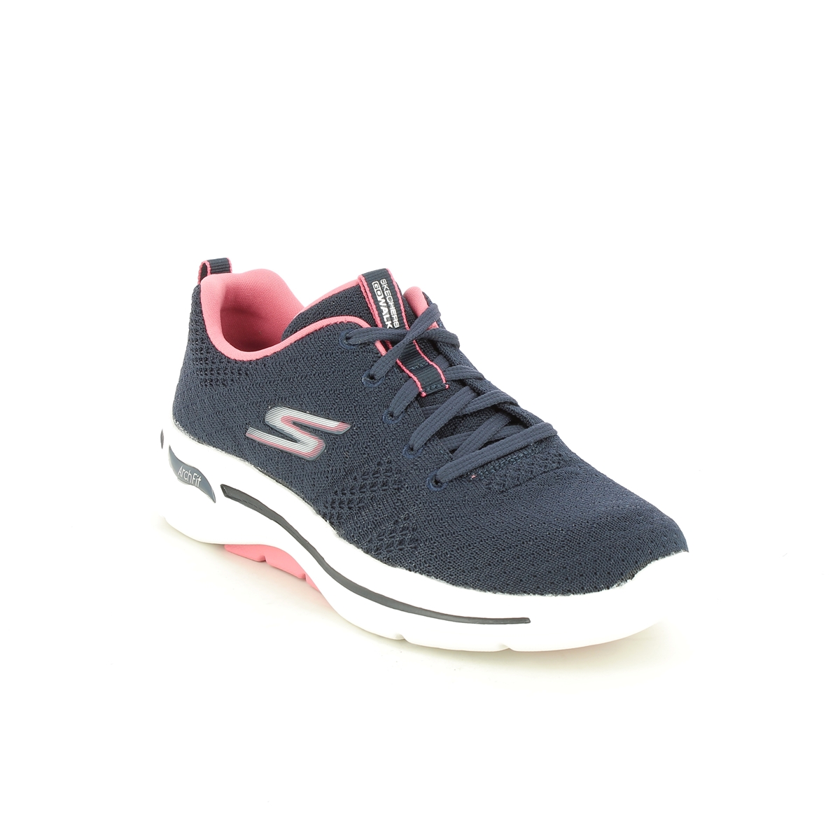 Skechers Arch Fit Go Walk Navy Coral Womens Trainers 124403 In Size 5 In Plain Navy Coral
