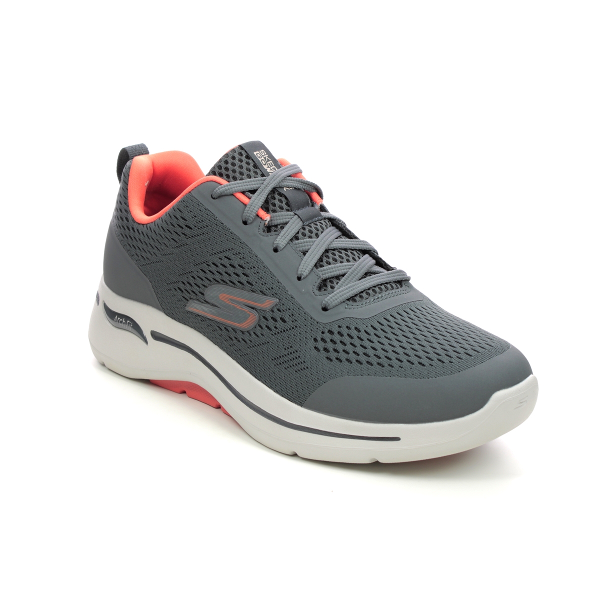 Skechers Arch Fit Go Walk Charcoal Grey Mens Trainers 216116 In Size 10.5 In Plain Charcoal Grey