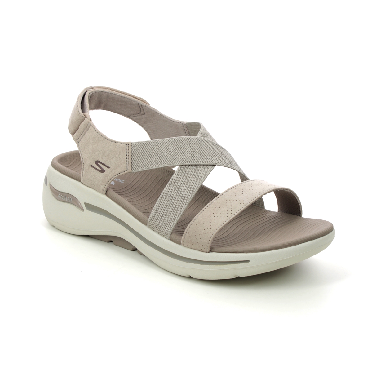 Skechers Arch Fit Go Walk Sandal TPE Taupe Womens Walking Sandals 140257 in a Plain Textile in Size 8