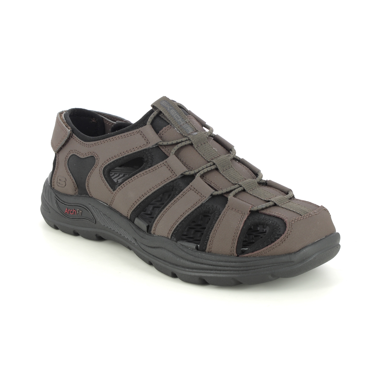 Skechers Arch Fit Motley Verlander CHOC Chocolate brown Mens Closed Toe Sandals 204348 in a Plain Man-made in Size 8