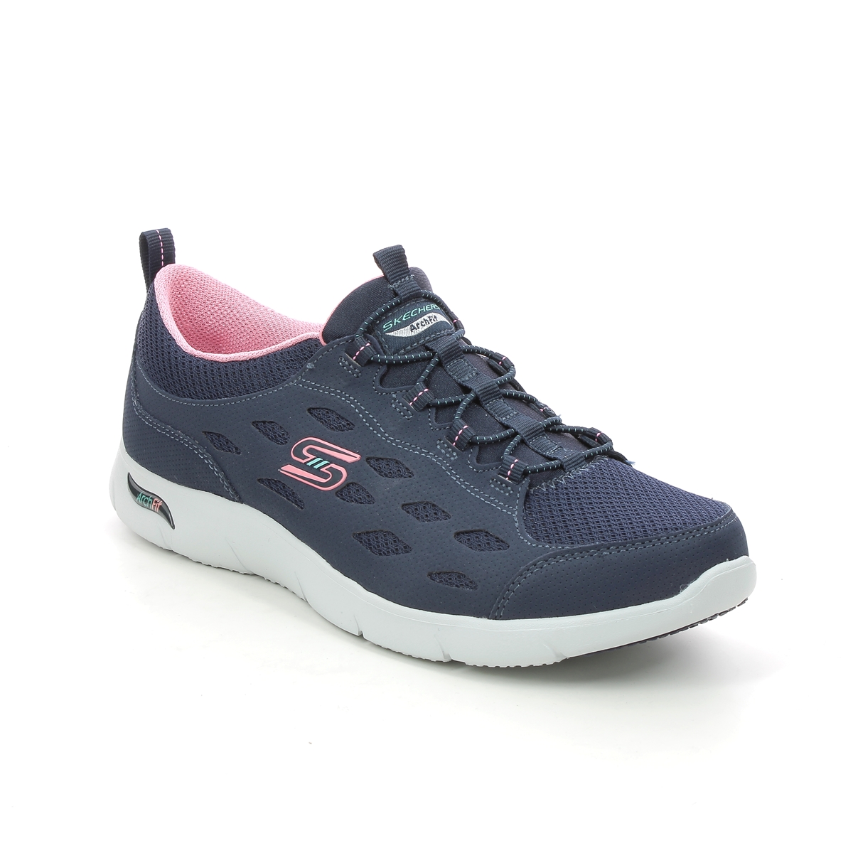 Skechers Arch Fit Refine NVCL Navy Coral Womens trainers 104163 in a Plain Man-made in Size 7