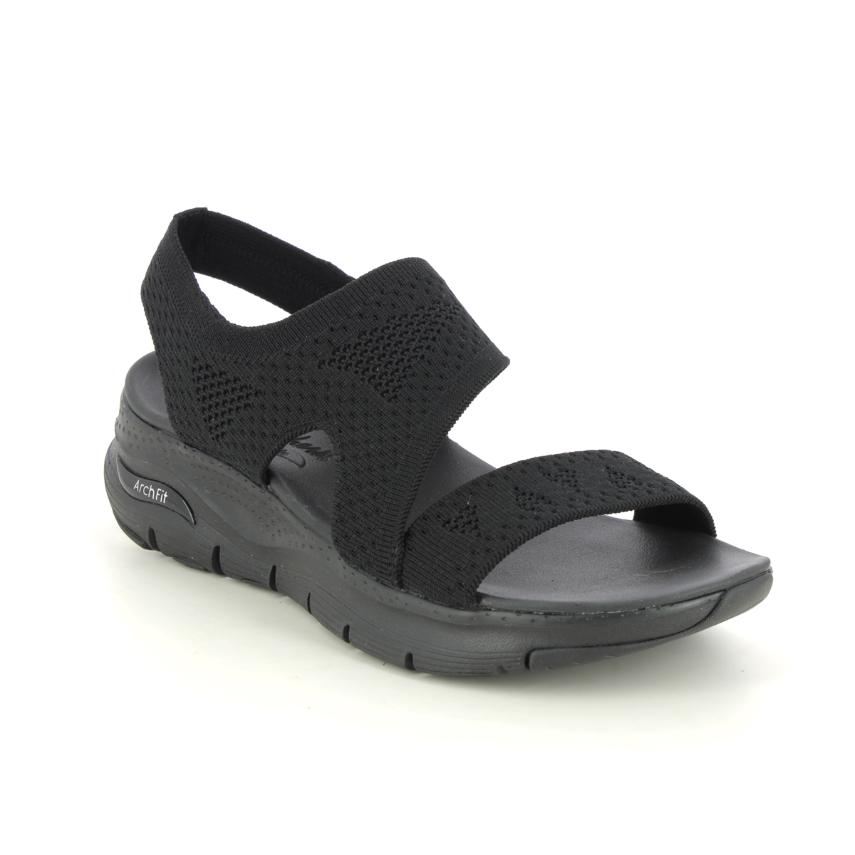Skechers Arch Fit Sling BBK Black Womens Comfortable Sandals 119458 in a Plain Textile in Size 4