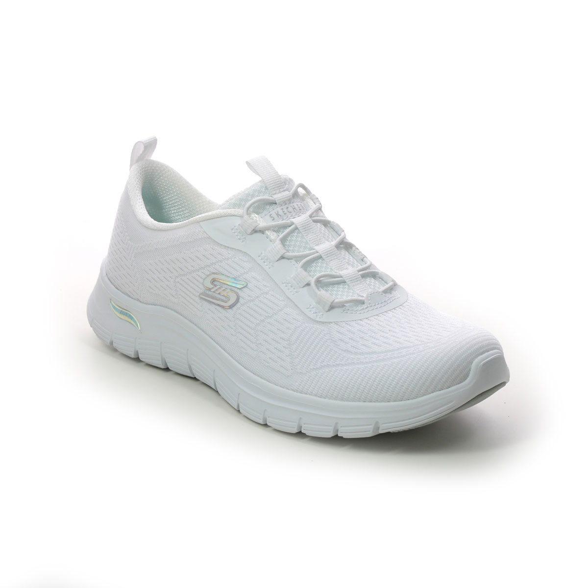 Skechers Arch Fit Vista WHT White Womens trainers 104377 in a Plain Textile in Size 3