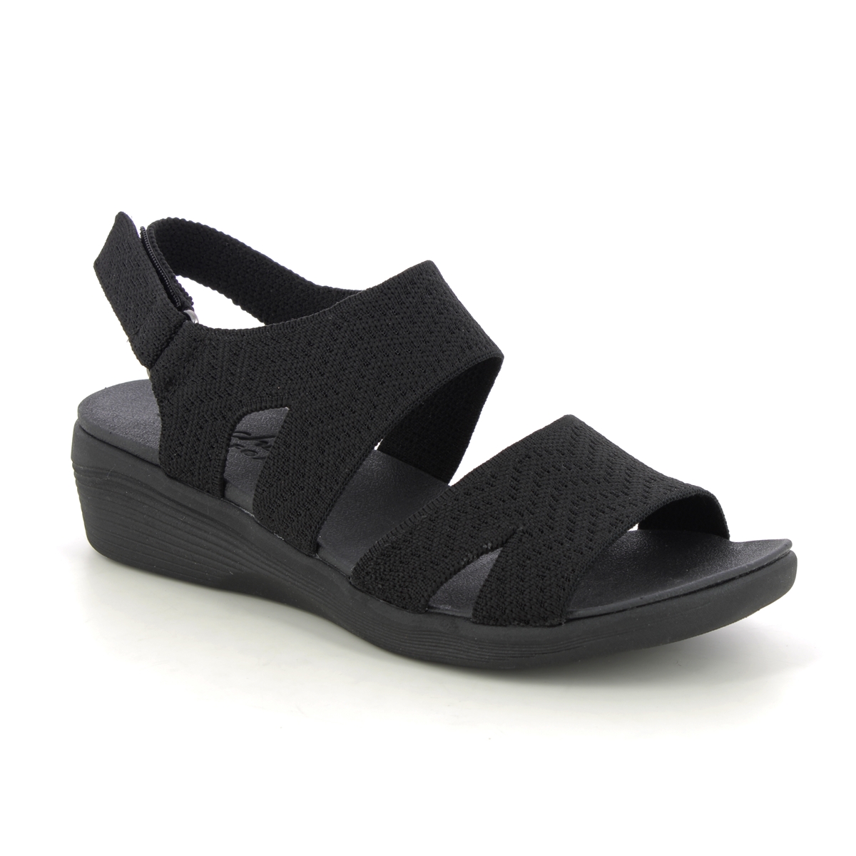 Skechers Arya Modern Mus BBK Black Womens Comfortable Sandals 163420 in a Plain Textile in Size 8