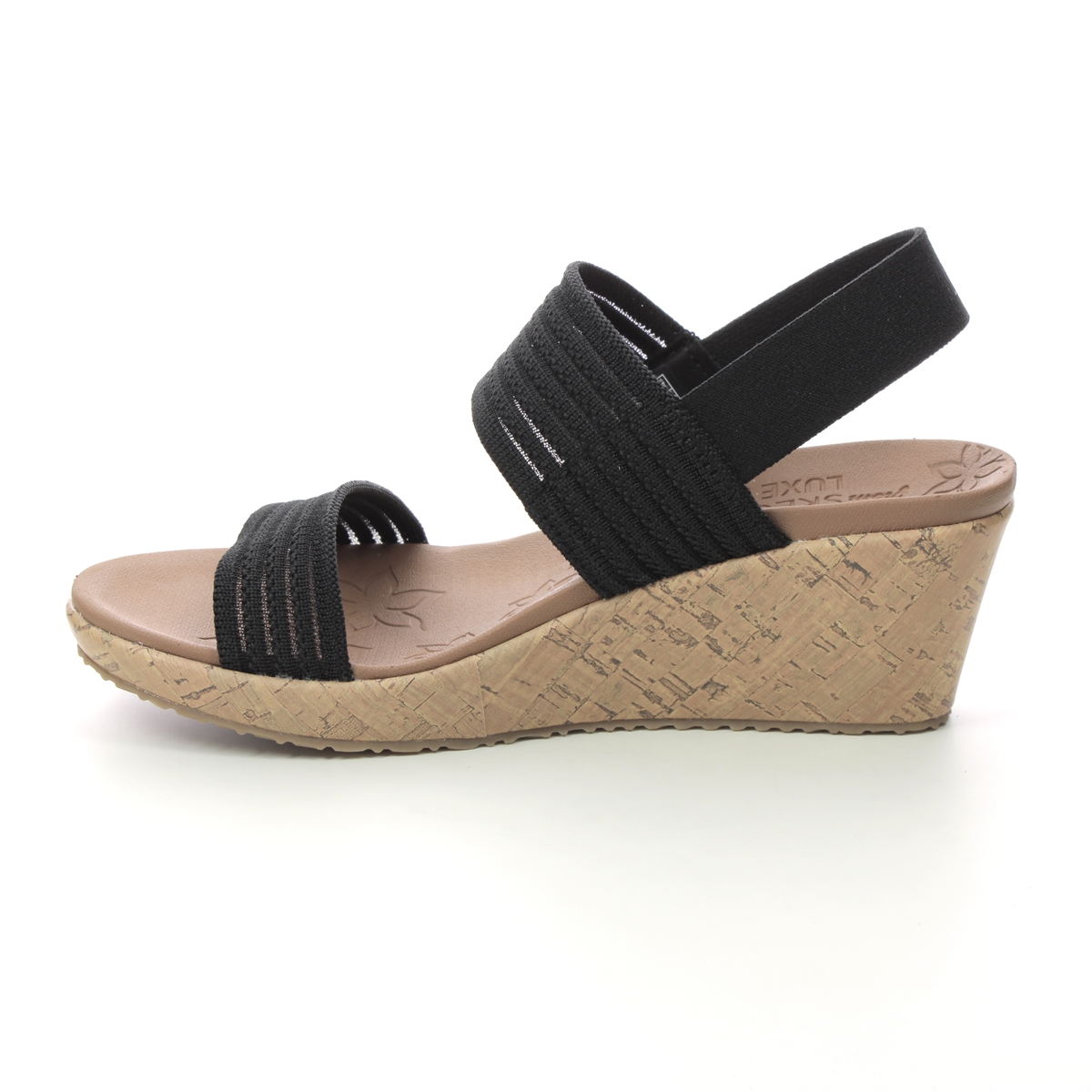 Skechers Beverlee Luck 119571 BLK Black Wedge Sandals