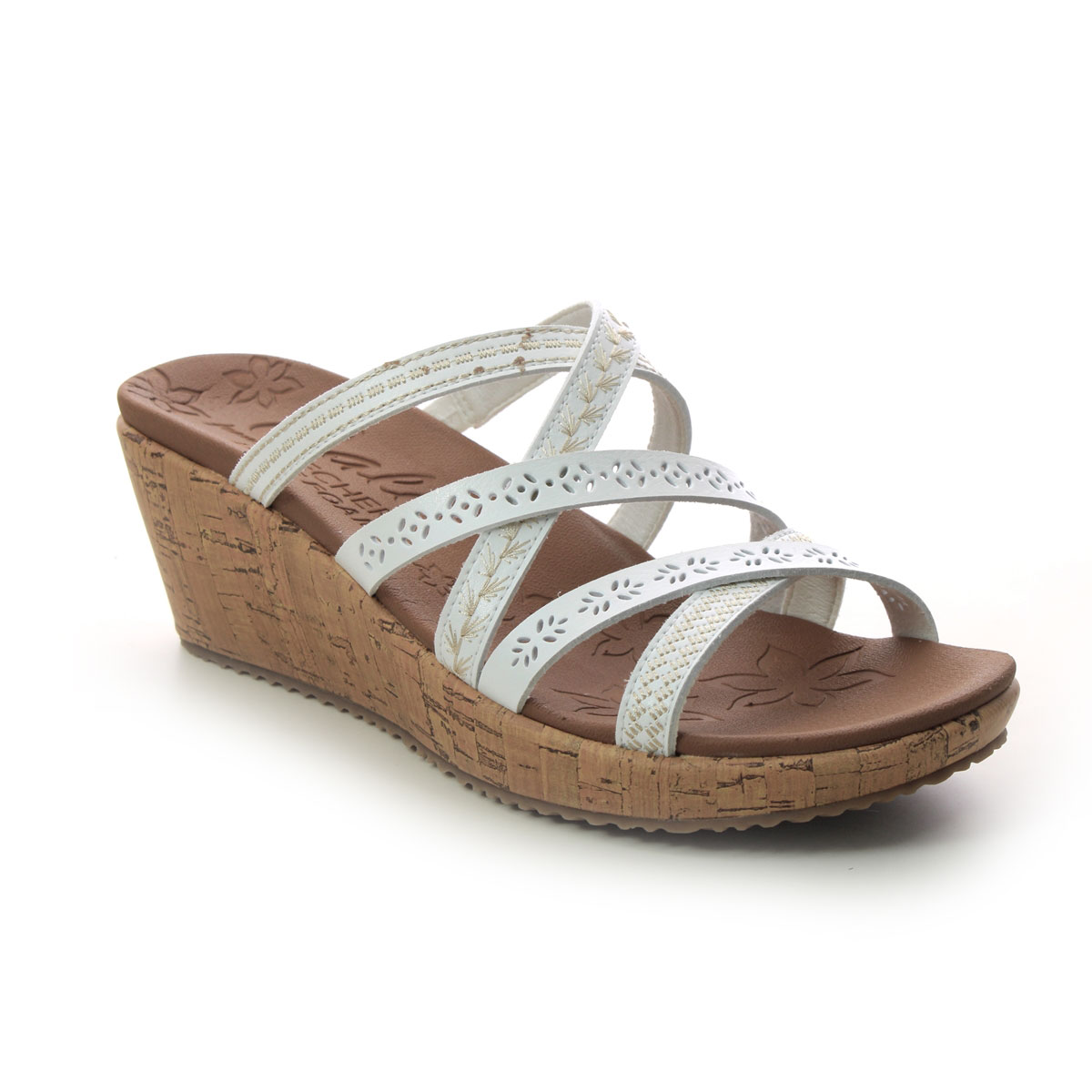 Skechers Beverlee Tiger Posse WHT White Womens Wedge Sandals 31714 in a Plain Man-made in Size 3
