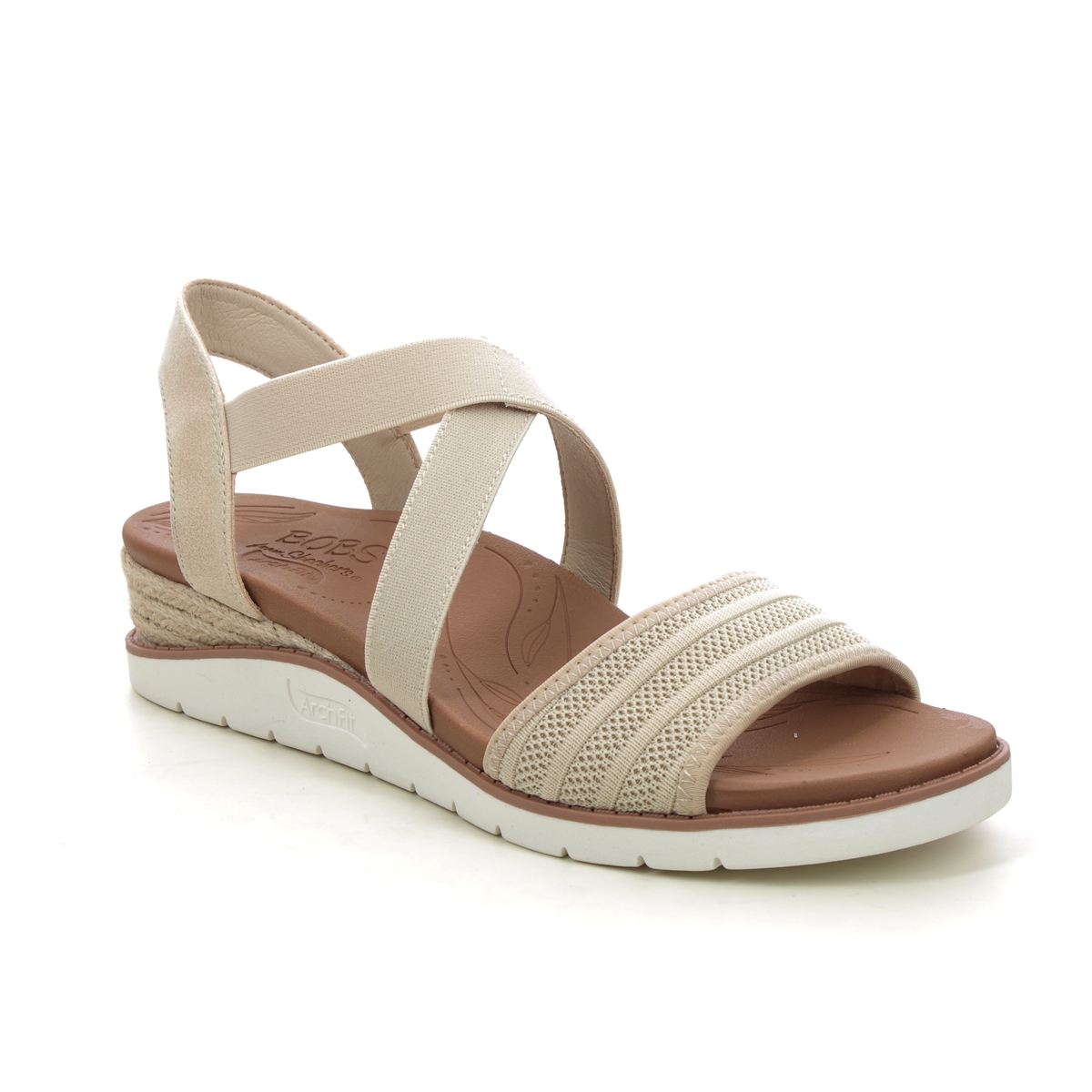 Skechers Bobs Desert Boho NAT Natural Womens Wedge Sandals 114013 in a Plain Textile in Size 4