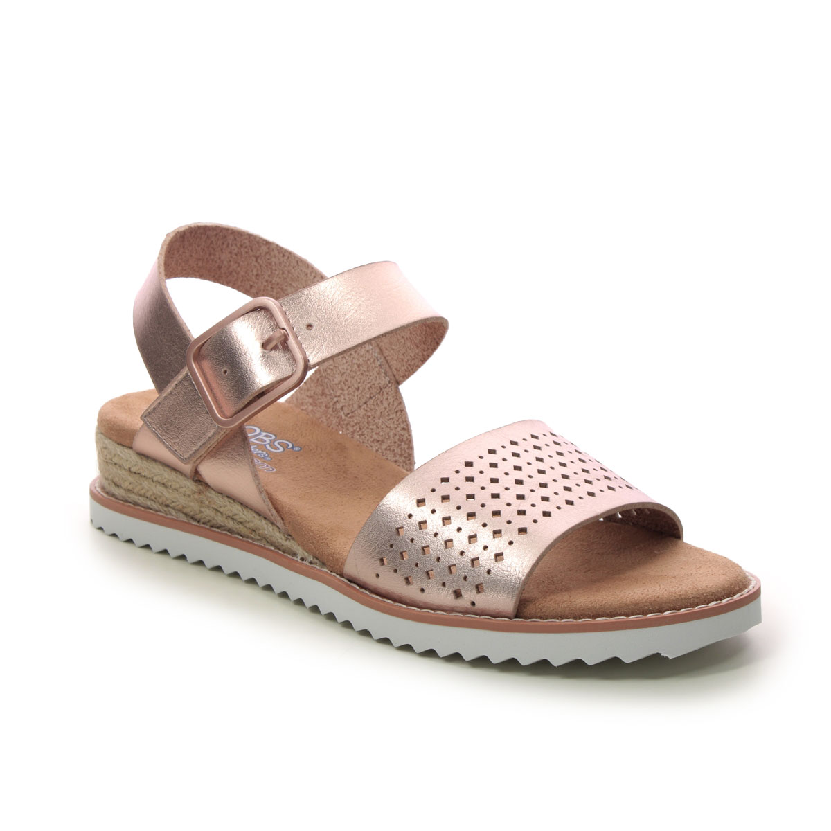 Skechers Bobs Desert RSGD Rose gold Womens Wedge Sandals 114144 in a Plain Man-made in Size 8