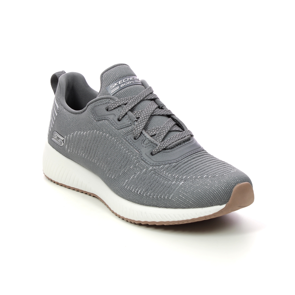 Skechers Bobs Squad Grey Silver Womens Trainers 31347 In Size 5.5 In Plain Grey Silver