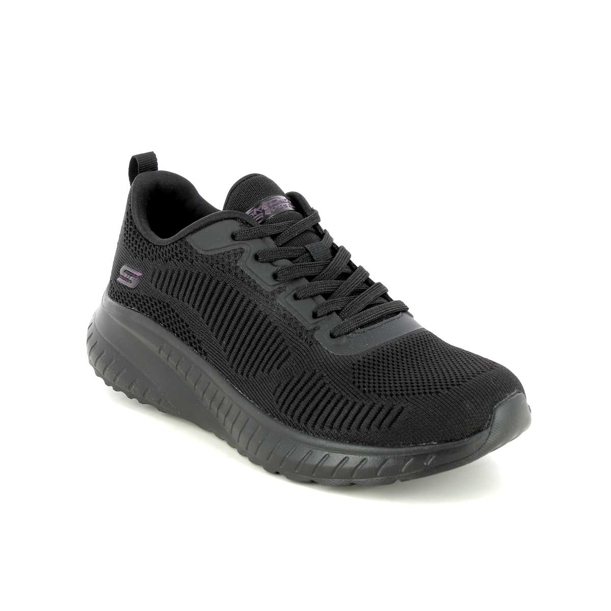 Skechers Bobs Squad Chaos Black Womens Trainers 117209 In Size 3 In Plain Black