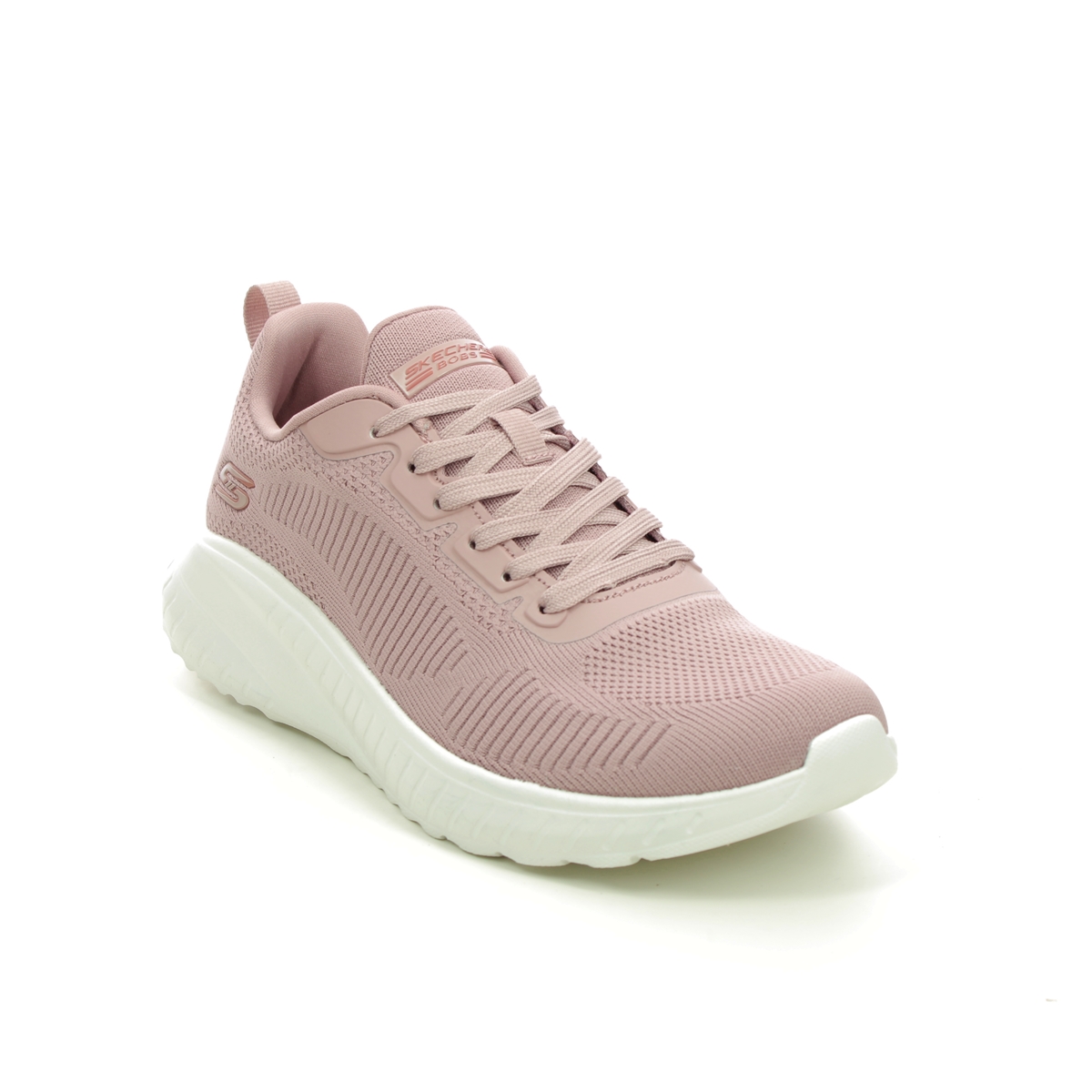 Skechers Bobs Squad Chaos BLSH Blush Pink Womens trainers 117209 in a Plain Textile in Size 6