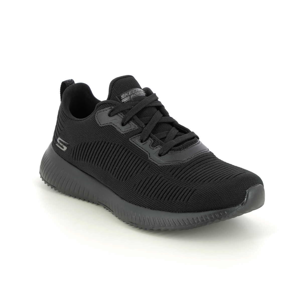 Skechers Bobs Squad Wide BBK Black Womens trainers 32504W in a Plain Textile in Size 4.5