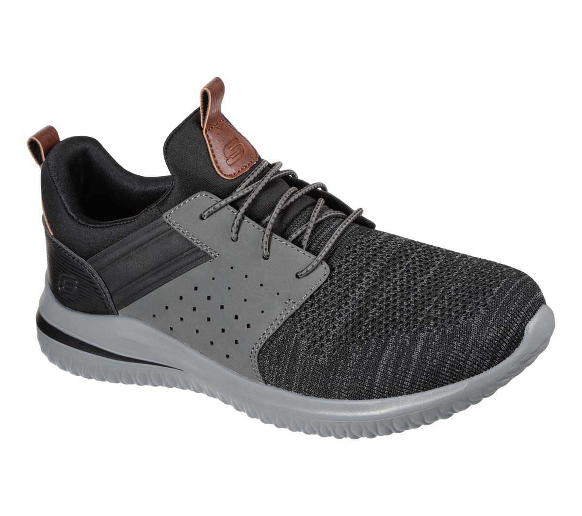 Skechers Delson Camben 3 Black Grey Mens Slip-On Shoes 210238 In Size 10.5 In Plain Black Grey