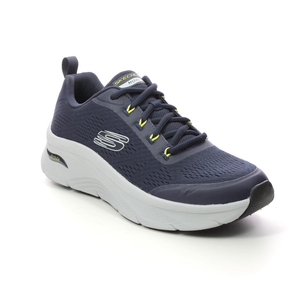 Skechers Dlux Arch Fit Mens NVLM Navy Lime Mens trainers 232502 in a Plain Textile in Size 9.5