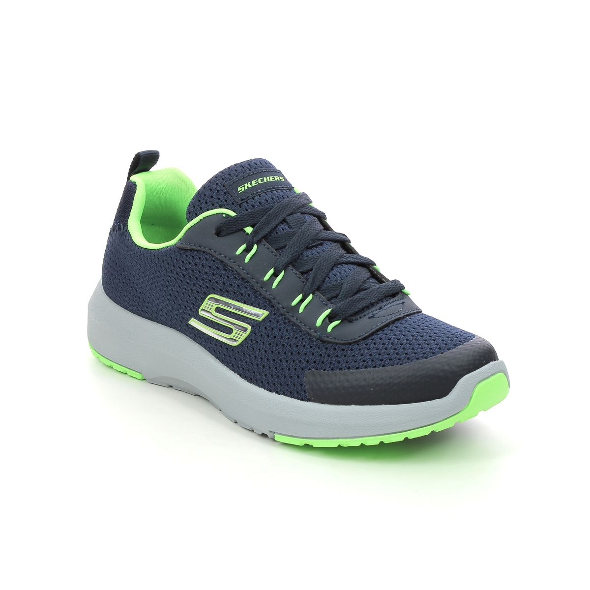 Skechers Dynamic Tread Navy Lime Kids Trainers 98150L In Size 39 In Plain Navy Lime For kids