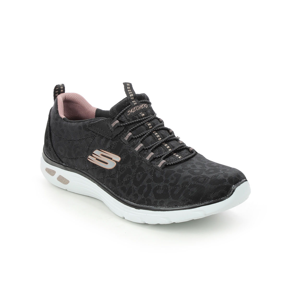 Skechers Empire Delux Spotted Relaxed Black Rose Gold Womens Trainers 12825 In Size 6.5 In Plain Black Rose Gold