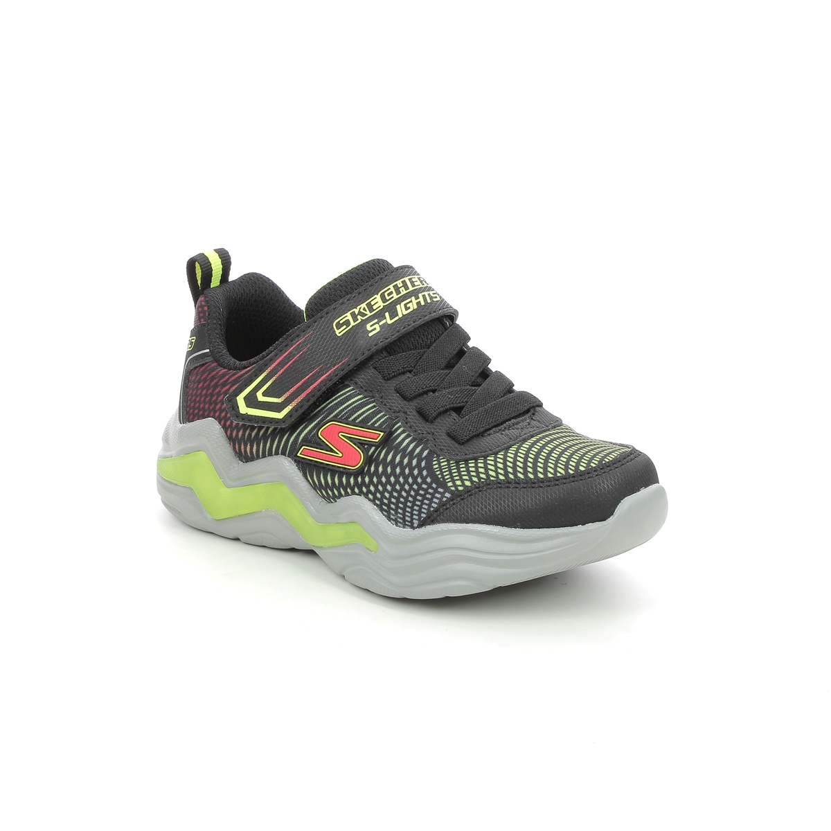 Skechers Erupters 4 BKLM Black Lime Kids trainers 400125L in a Plain Textile in Size 27