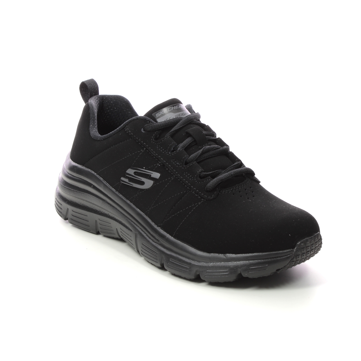 Skechers Fashion Fit Wedge Black Womens Trainers 88888366 In Size 7 In Plain Black