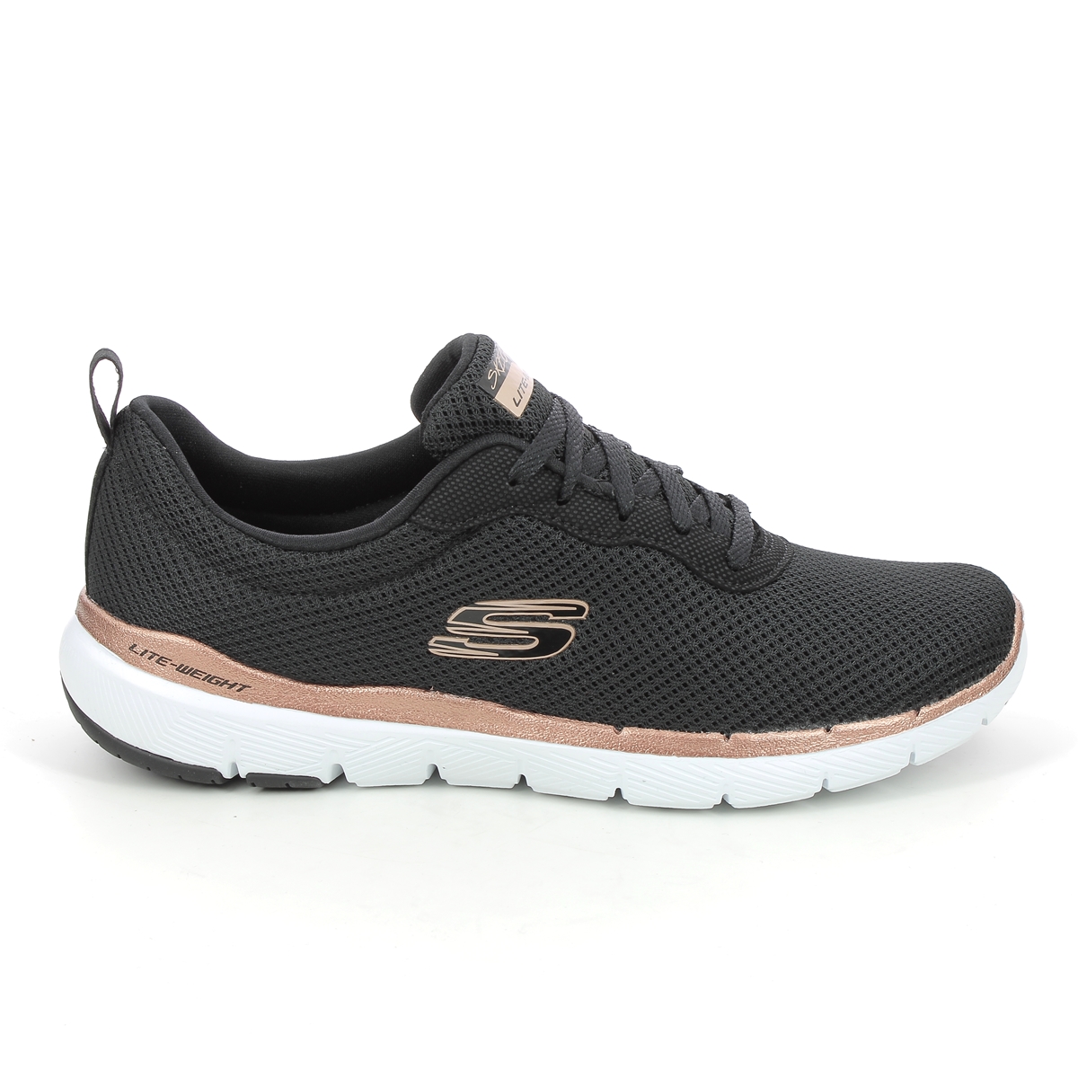 Skechers First Insight BKRG Black Rose Gold Womens trainers 13070