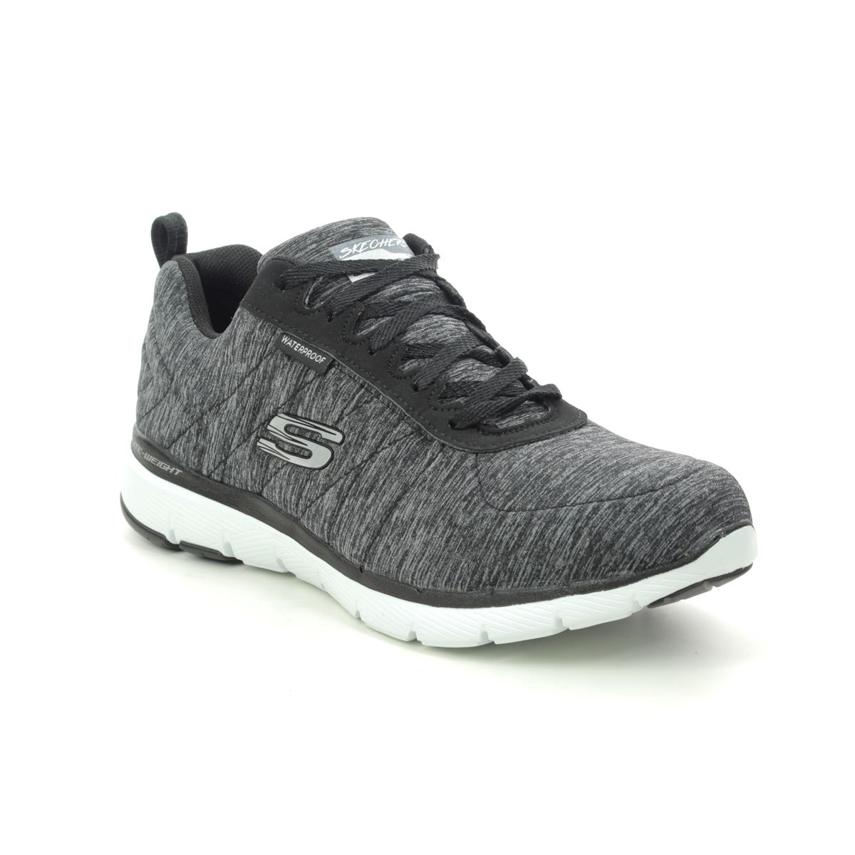 black and gray skechers