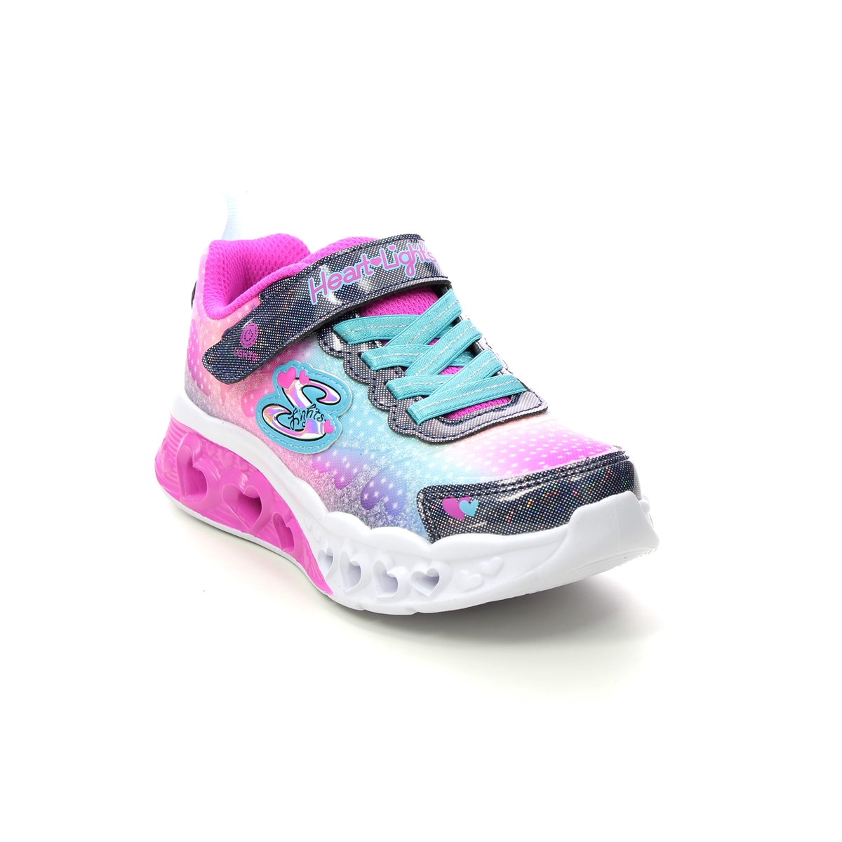 Skechers Flutter Hearts NVMT Navy Kids girls trainers 302315L in a Plain Textile in Size 32