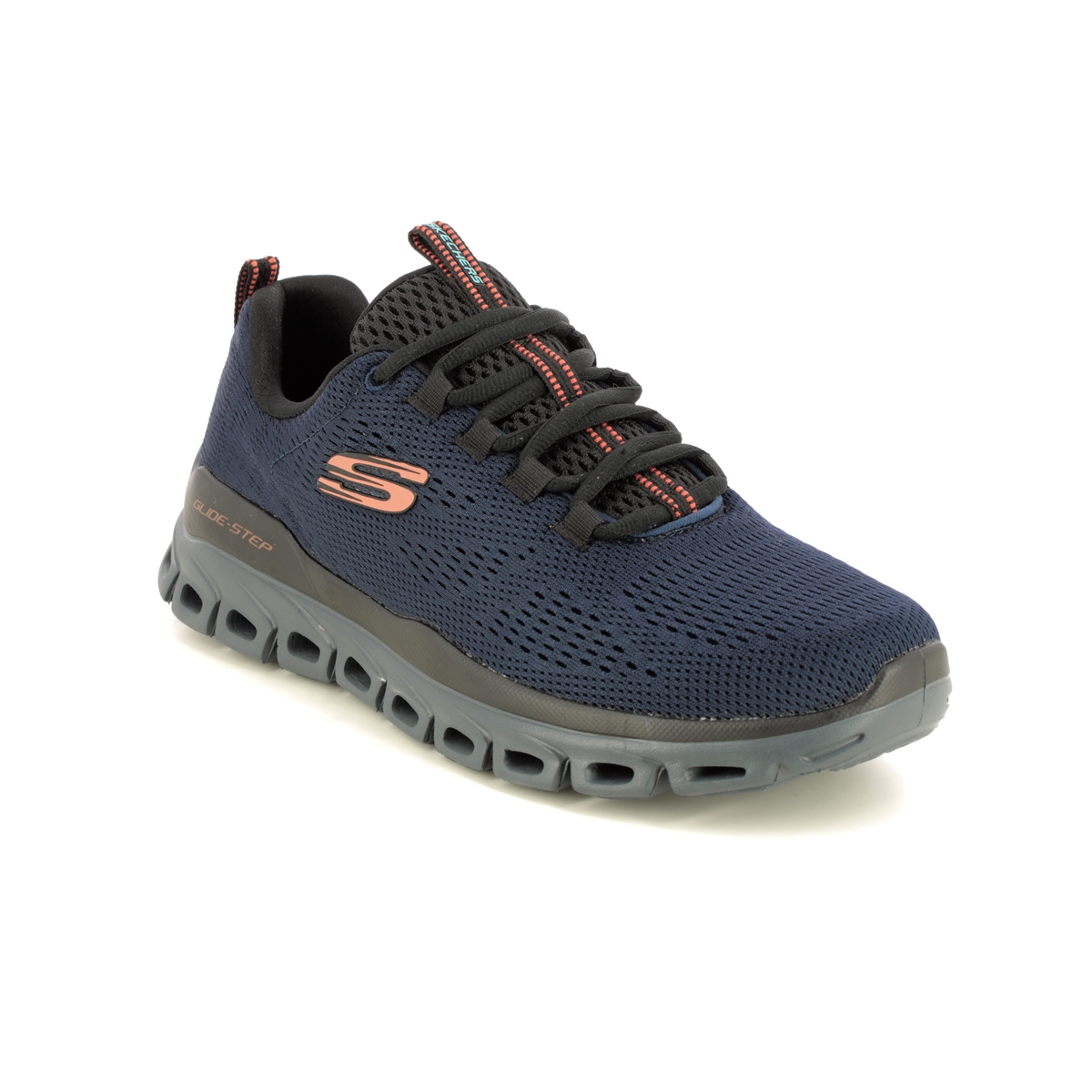 Skechers Glide Step Fast Navy Black Mens Trainers 232136 In Size 8 In Plain Navy Black