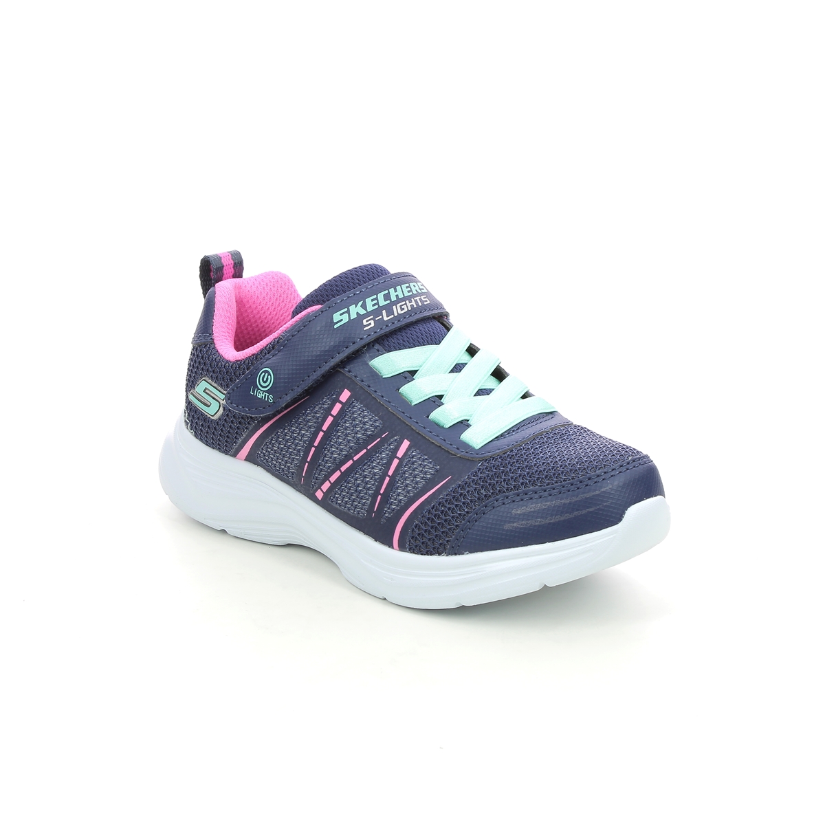 Skechers Glimmer Kicks NVY Navy Kids girls trainers 302302L in a Plain Textile in Size 35