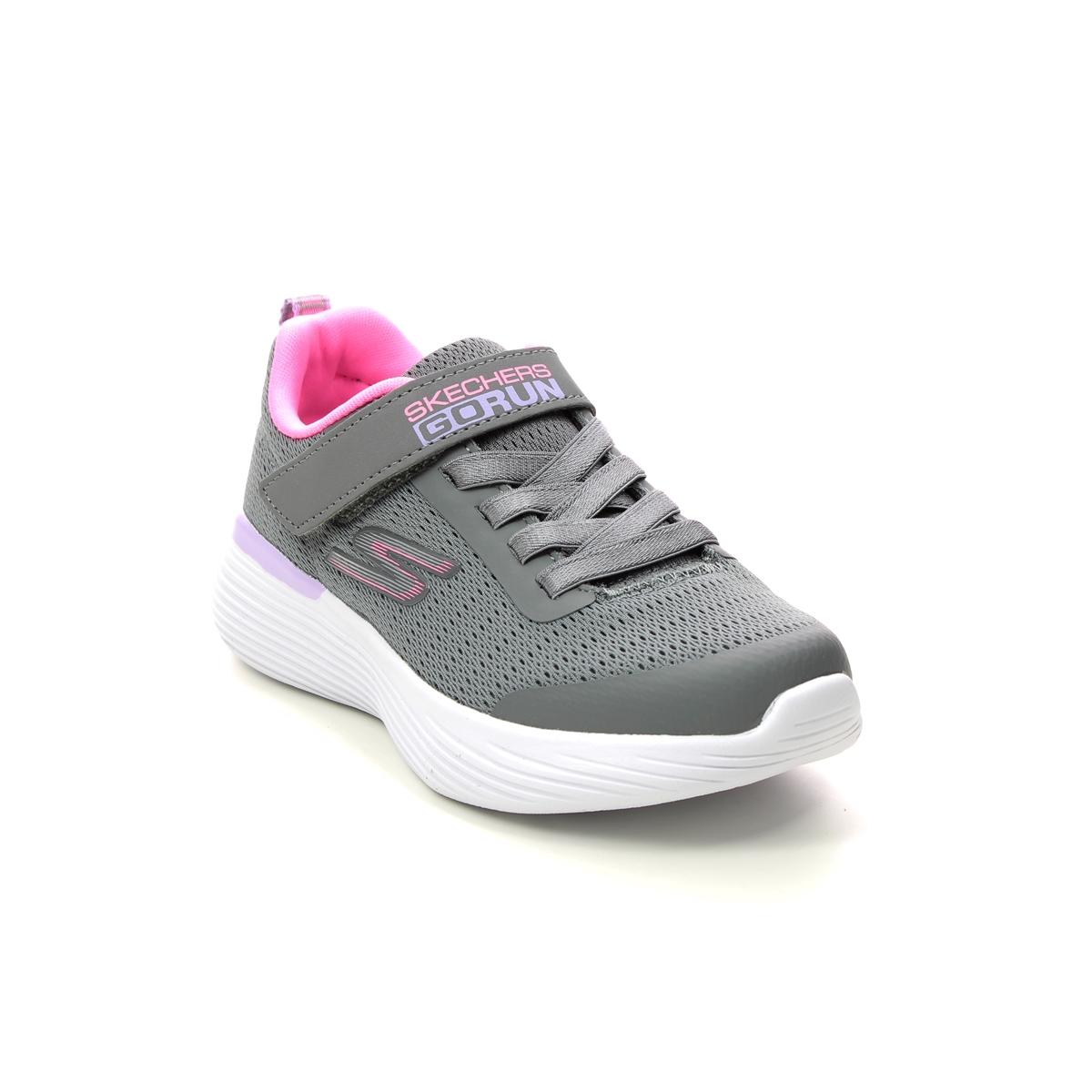 Skechers Go Run 400 Bungee CCPK Charcoal Kids girls trainers 302427L in a Plain Textile in Size 27