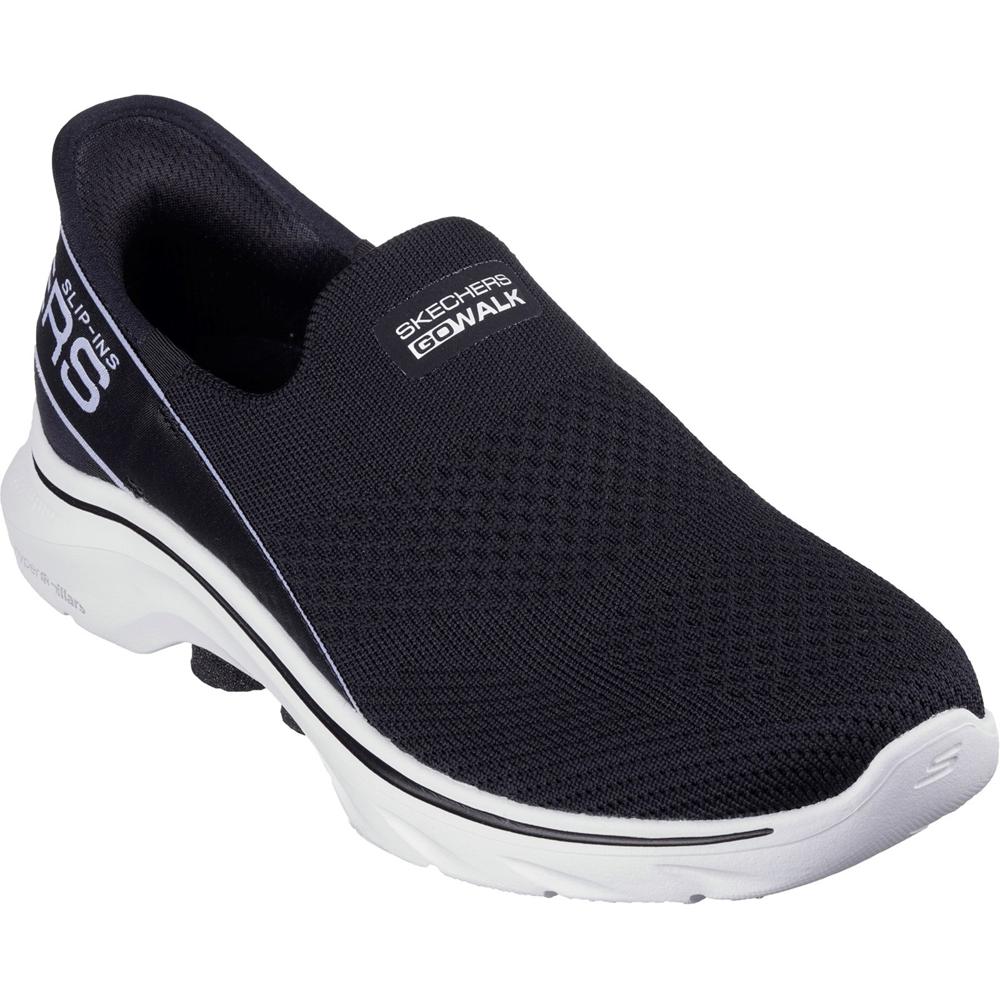 Skechers Go Walk 7 - Mia BKW Black White Womens Comfort Slip On Shoes in a Plain  in Size 8
