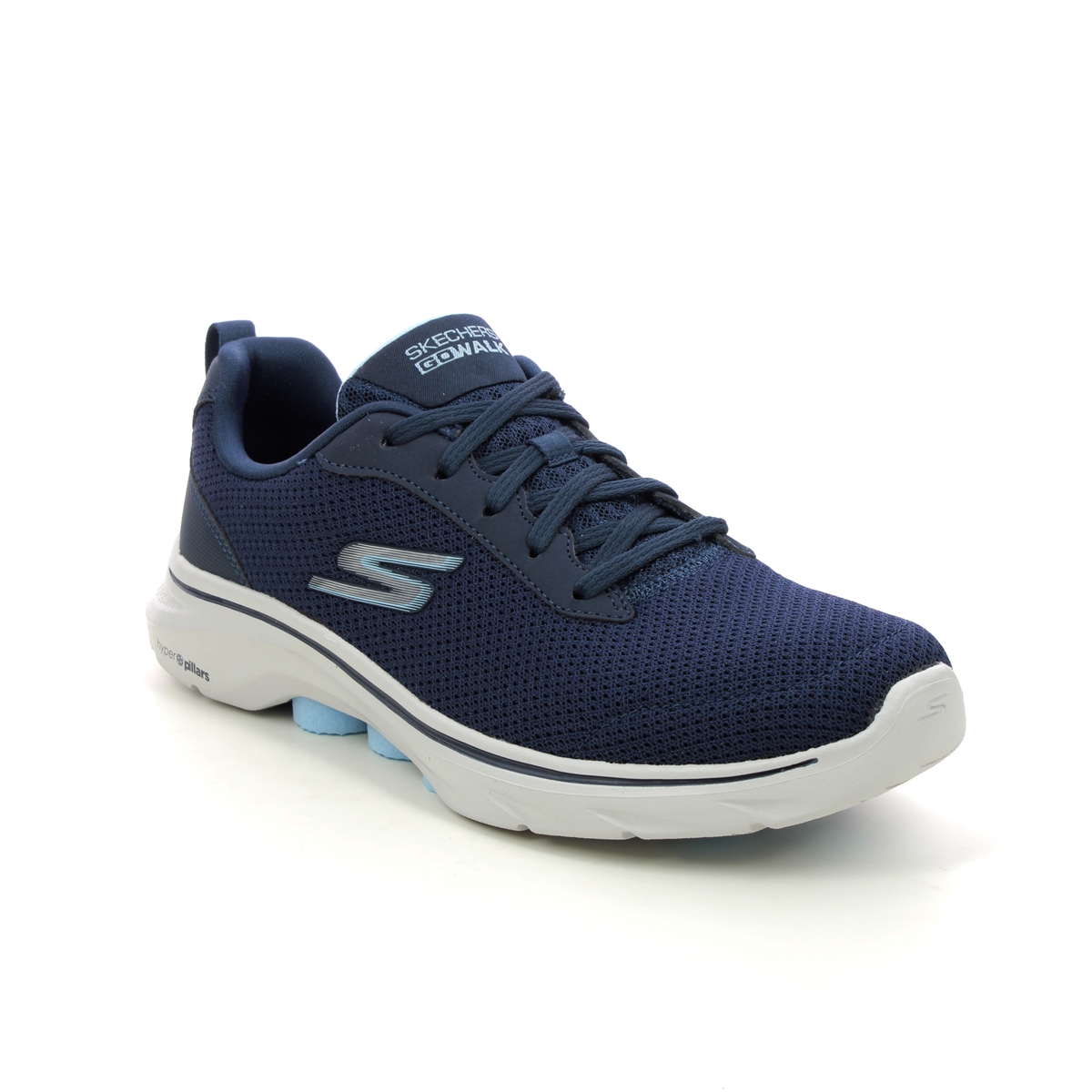 Skechers Go Walk 7 Lace NVLB Navy Light Blue Womens trainers 125207 in a Plain Textile in Size 7