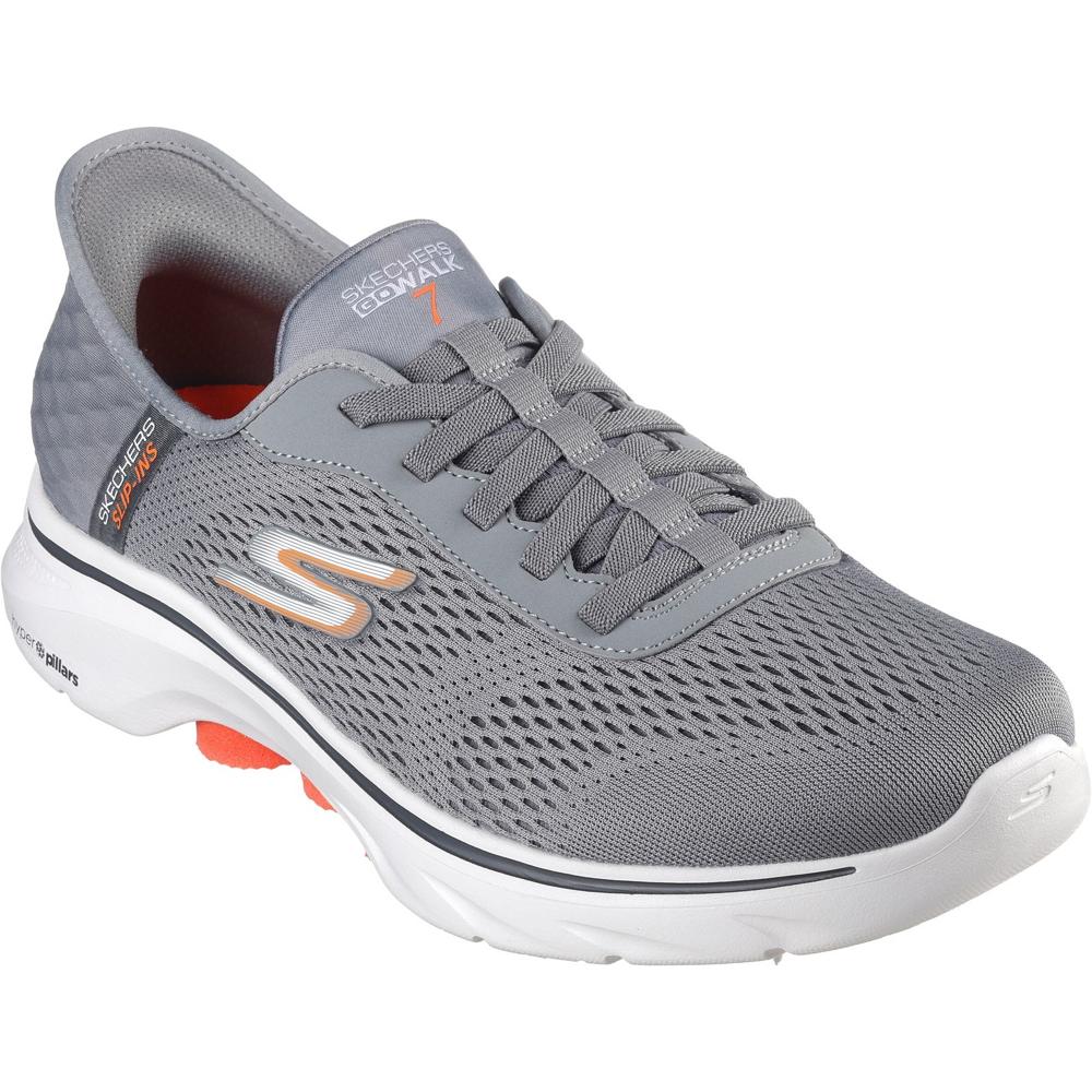 Skechers Gowalk 7 - Free Hand GYOR Grey orange Mens Slip-on Shoes in a Plain  in Size 6