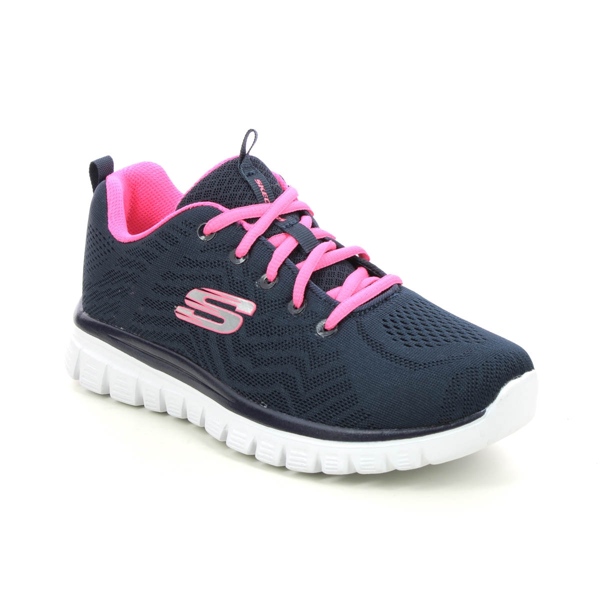 Skechers Graceful Get Connected NVHP Navy Pink Womens trainers 12615W in a Plain Textile in Size 4.5
