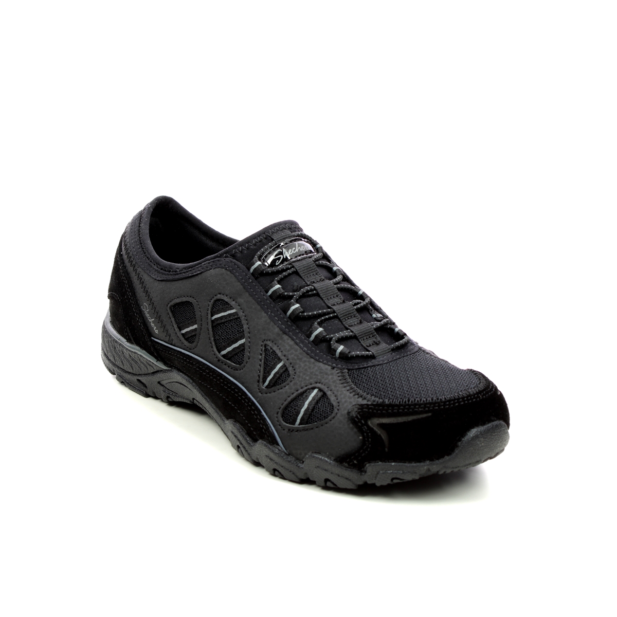 Skechers Hot Ticket 2 BKCC Black Charcoal Grey Womens trainers 100558 in a Plain Leather and Textile in Size 8