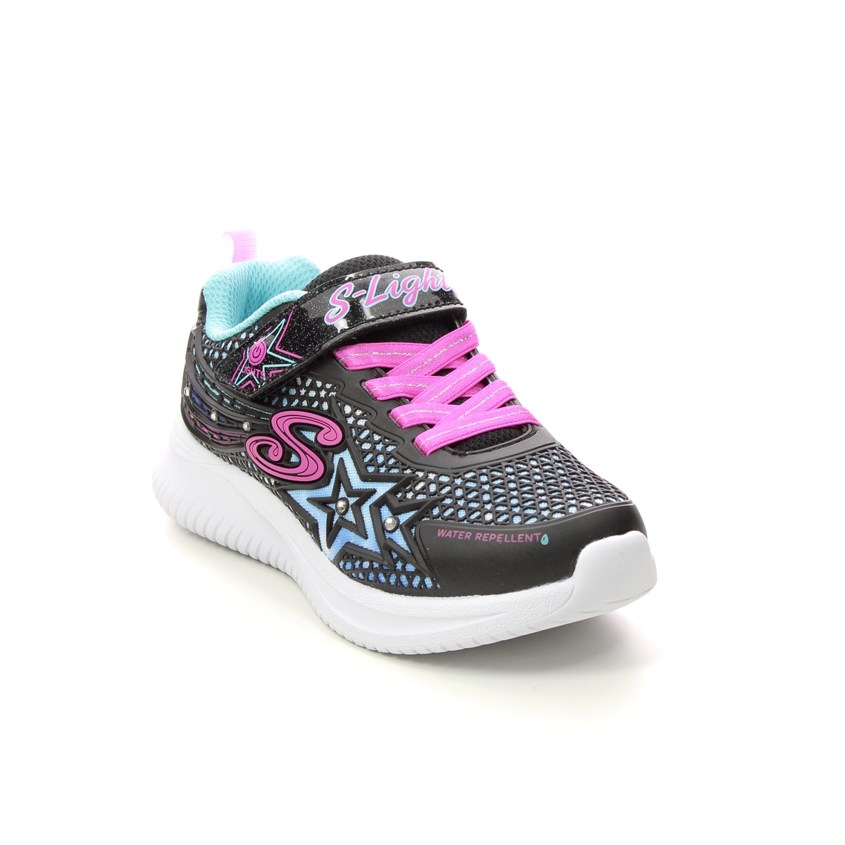 Skechers Jumpsters Star BKPK Black pink Kids girls trainers 302323L in a Plain Man-made in Size 36