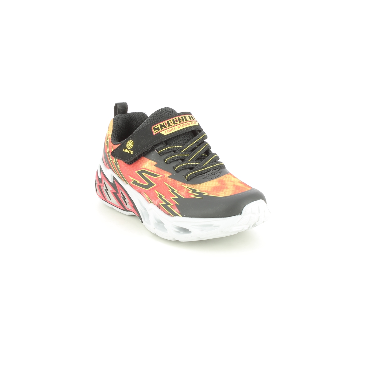 Skechers Light Storm 2.0 Black Red Kids Trainers 400150L In Size 32 In Plain Black Red For kids