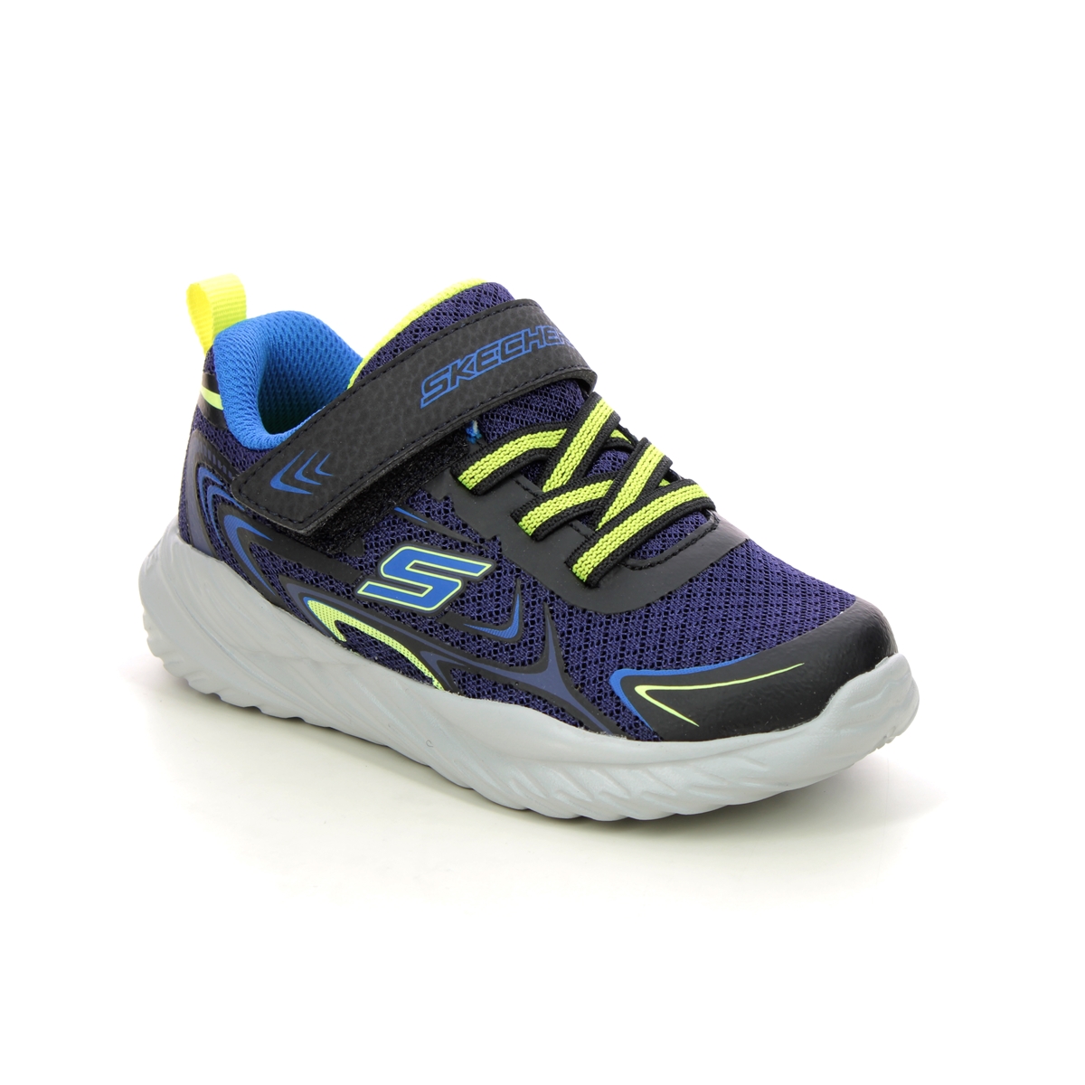 Skechers Lil Sprinter Navy Lime Kids Trainers 403887N In Size 24 In Plain Navy Lime For kids