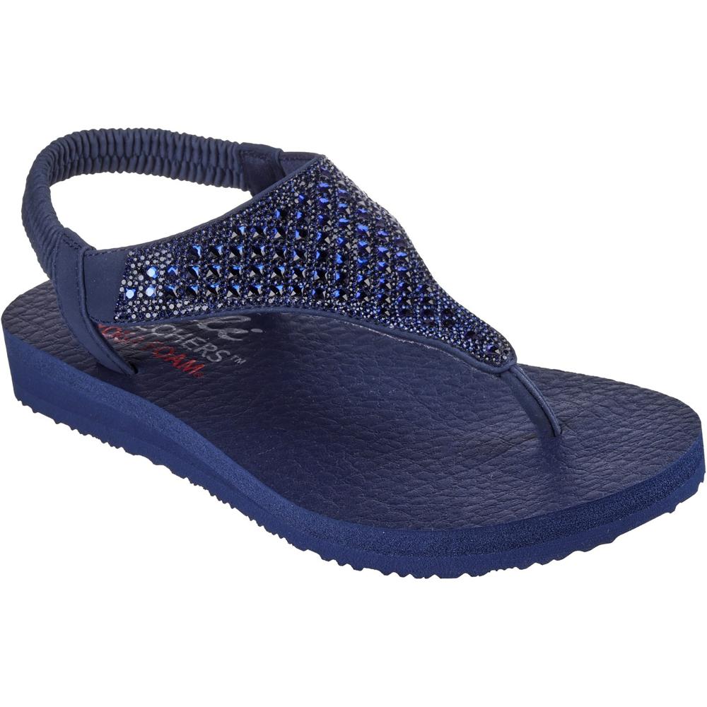 Skechers Meditation - Rockstar NVY Navy Womens Toe Post Sandals in a Plain  in Size 7