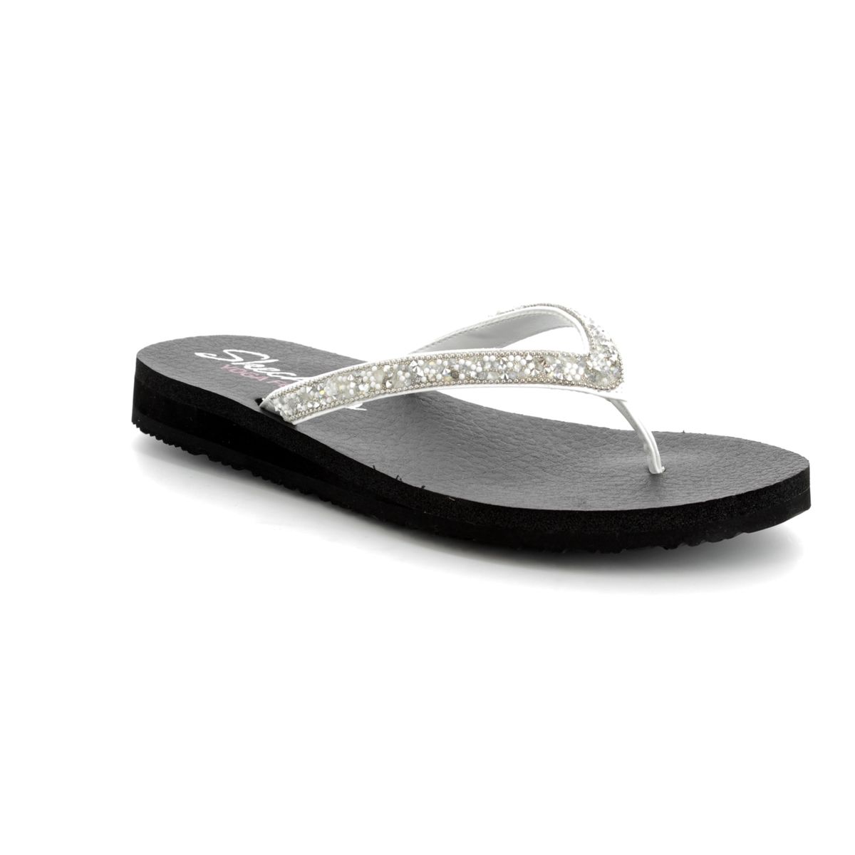 white sandals skechers