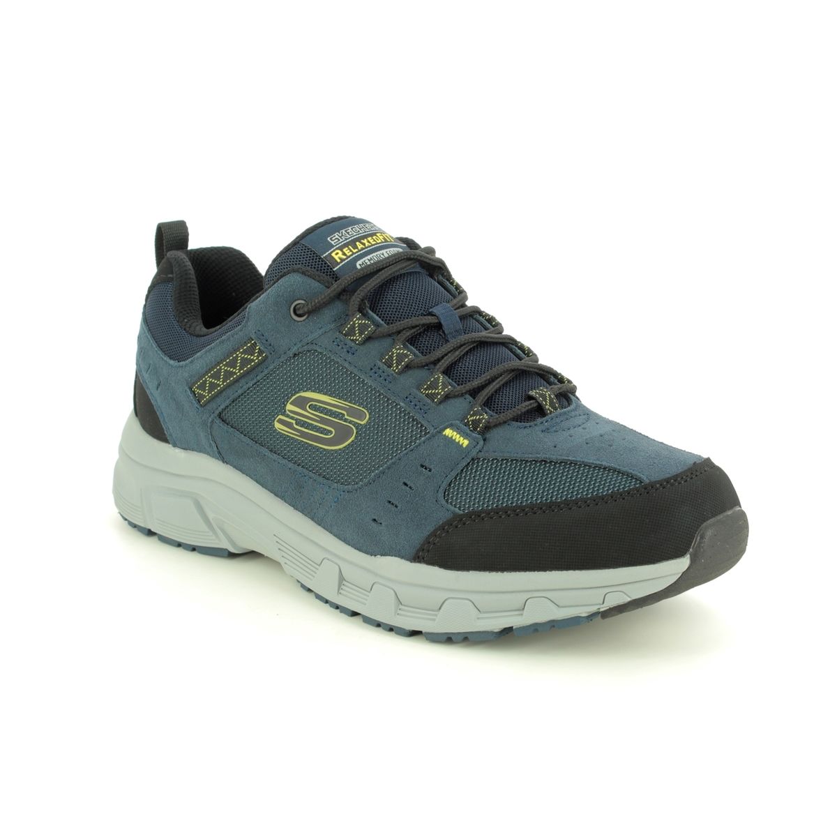 Skechers Oak Canyon Relaxed Fit Navy Lime Mens Trainers 51893 In Size 12 In Plain Navy Lime