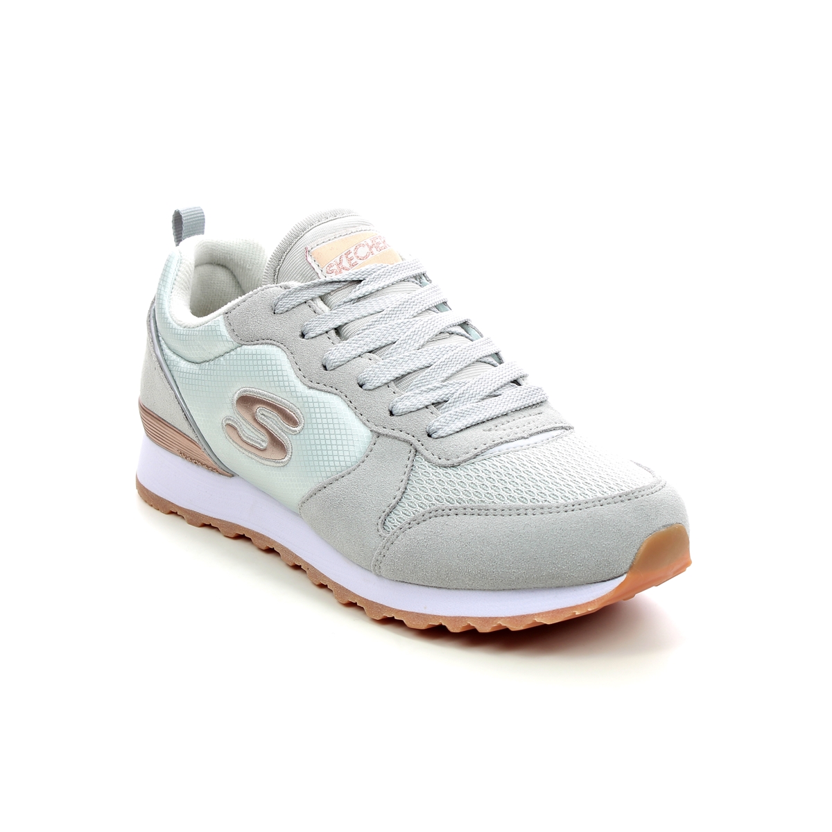 Skechers Og 85 Gold Gurl LTGY Light grey Womens trainers 111 in a Plain Leather and Textile in Size 8