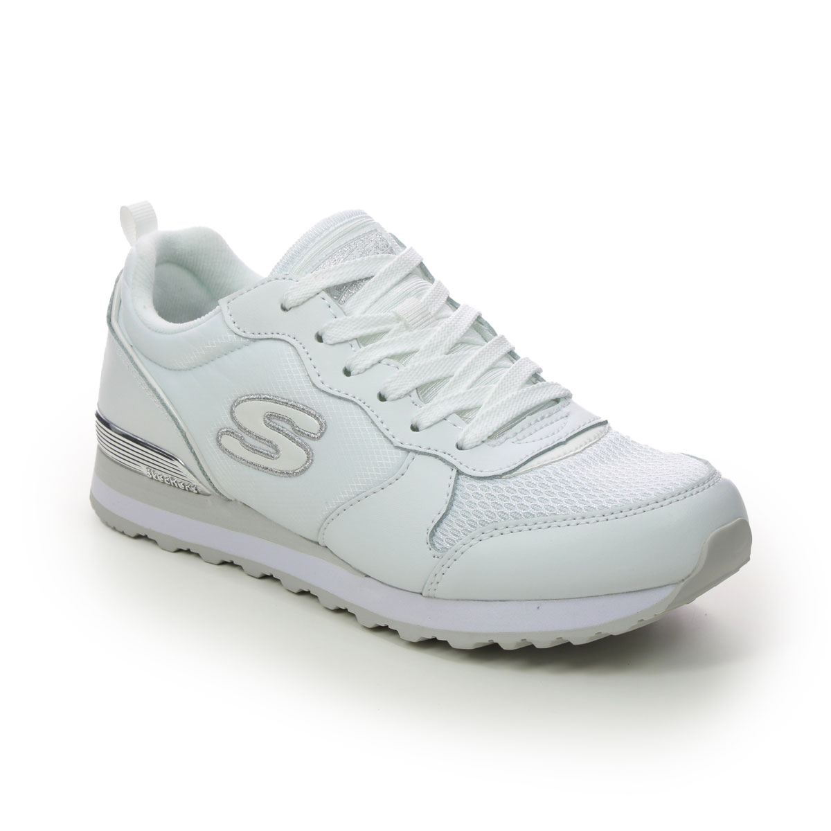 Skechers Og 85 Gold Gurl WSL White Silver Womens trainers 111 in a Plain Leather and Textile in Size 6