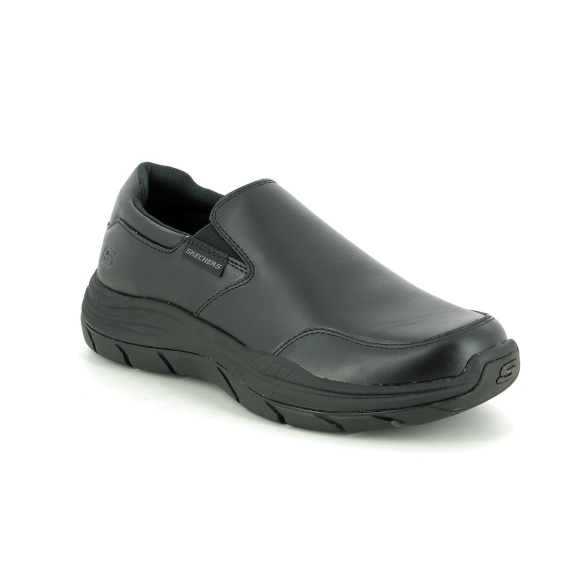 Skechers Olego Expected Relaxed BLK Black Mens Slip-on Shoes 66416 in a Plain Leather in Size 10